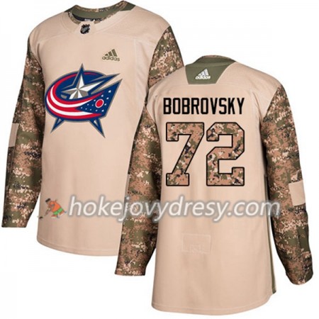 Pánské Hokejový Dres Blue Jackets Sergei Bobrovsky 72 Adidas 2017-2018 Camo Veterans Day Practice Authentic